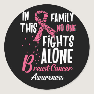 In This Family No On Fights Alone Breast Cancer Classic Round Sticker