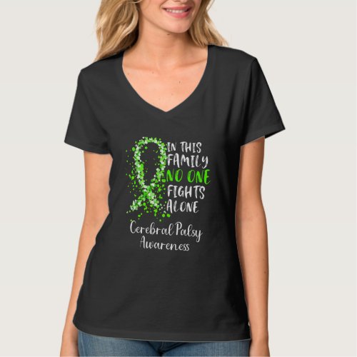 In This Family No One AlONe Cerebral Palsy Aware T_Shirt