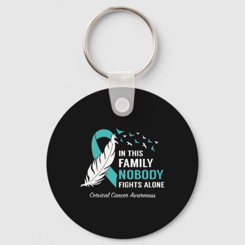 In This Family No One Fights Cervical Cancer Alone Keychain