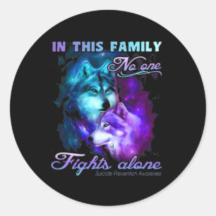 In This Family Nobody Fights Alone Classic Round Sticker