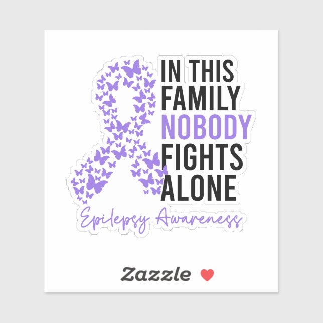 In This Family Nobody Fights Alone Epilepsy Awaren Sticker (Sheet)