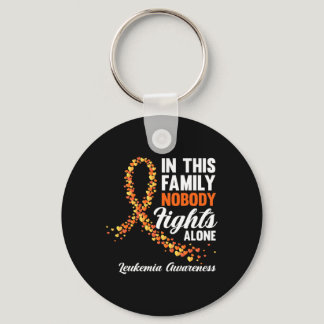 In This Family Nobody Fights Alone Leukemia Cancer Keychain
