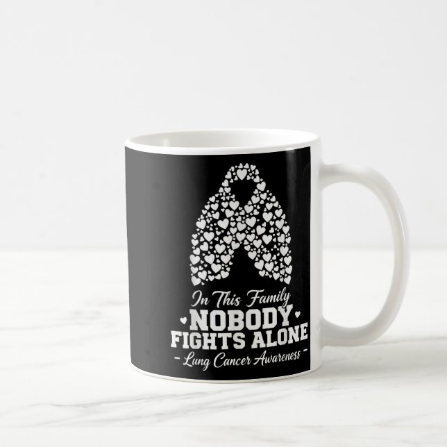 In This Family Nobody Fights Alone Lung Cancer Shi Coffee Mug (Right)