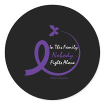 In This Family Nobody Fights Alone Purple Epilepsy Classic Round Sticker