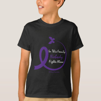 In This Family Nobody Fights Alone Purple Epilepsy T-Shirt