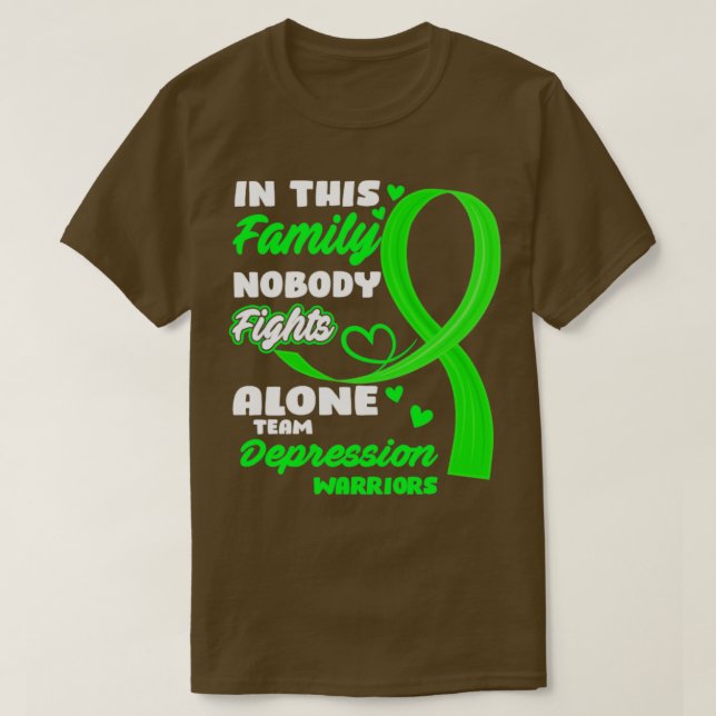 In This Family Nobody Fights Alone Team Depression T-Shirt (Design Front)