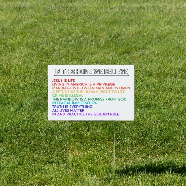 In This Home We Believe Republic Yard Office Sign (Insitu)