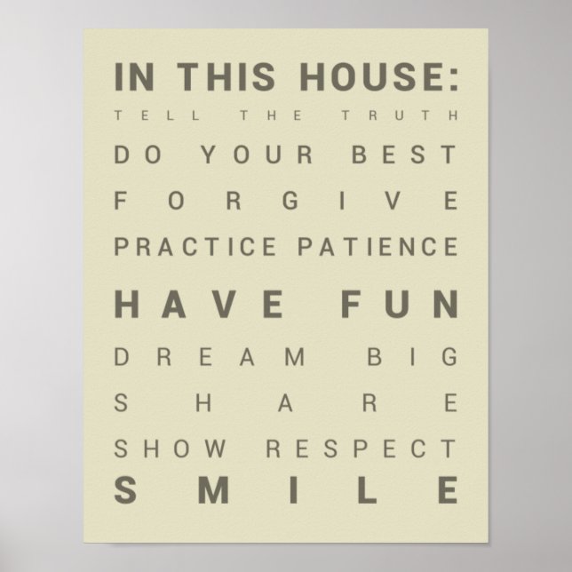 In This House - Family Rules Poster (Front)