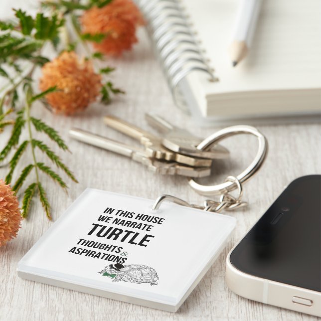IN THIS HOUSE Funny TURTLE lovers quote Keychain (Front Right)