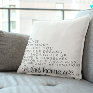 In This House: Pray, Meditate, Affirmations Accent Throw Pillow