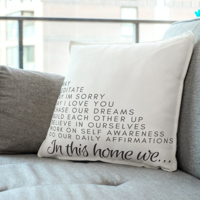 In This House: Pray, Meditate, Affirmations Accent Throw Pillow (Creator Uploaded)