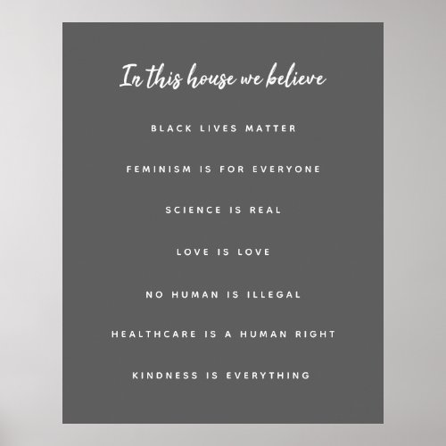 In this House we Believe  Modern Stylish Beliefs Poster