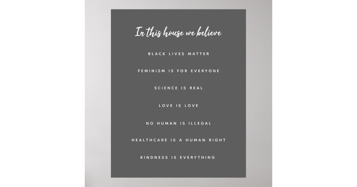 In this House we Believe Modern Stylish Beliefs Poster Zazzle