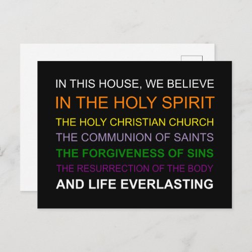 In this house we believe postcard