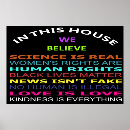 in This House We Believe Science is Real Womens Ri Poster