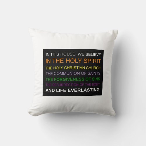 In this house we believe throw pillow