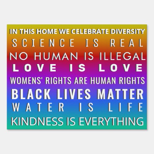 In this house we Celebrate Diversity Sign