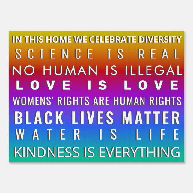 In this house we Celebrate Diversity Sign (Front)