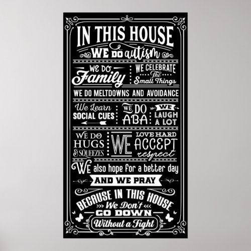 In This House We Do Autism Family Quote Typography Poster