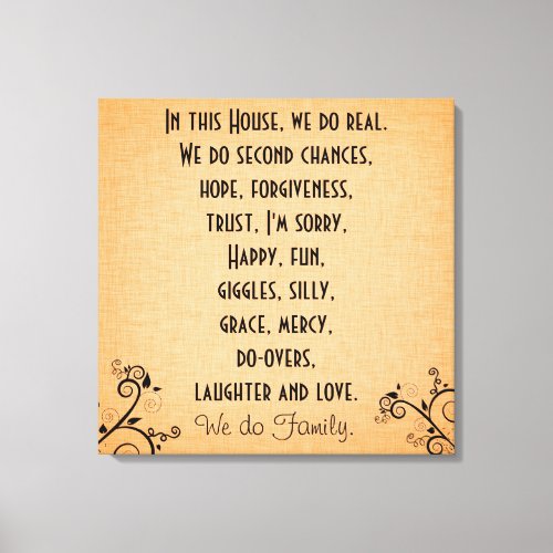 In this House We Do Family Quote Rules Canvas Print