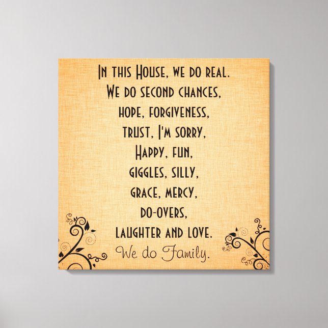 In this House We Do Family Quote Rules Canvas Print (Front)