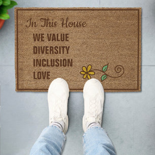 In This House We Value Love Custom Welcome Coir Fiber Doormat