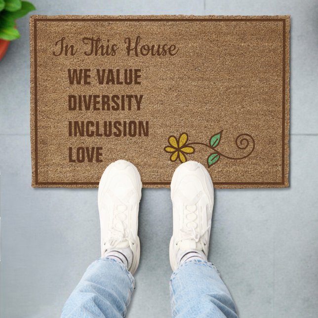 In This House We Value Love Custom Welcome Coir Fiber Doormat (Creator Uploaded)