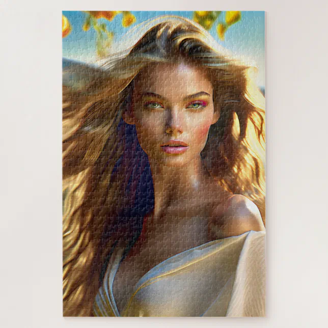 In this image the supermodel is shown in a natura jigsaw puzzle Zazzle