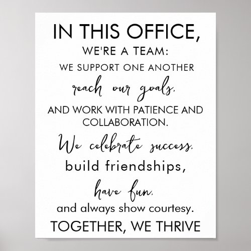 In This Office Were a Team  Inspirational Work Poster