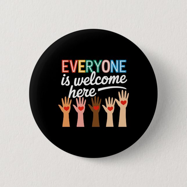 In This Room Everyone Is Welcome Here Teacher Stud Button (Front)