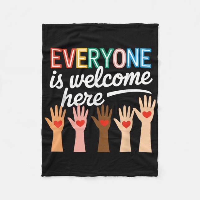 In This Room Everyone Is Welcome Here Teacher Stud Fleece Blanket (Front)
