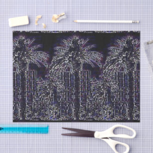 In Traffic palm trees black tissue paper