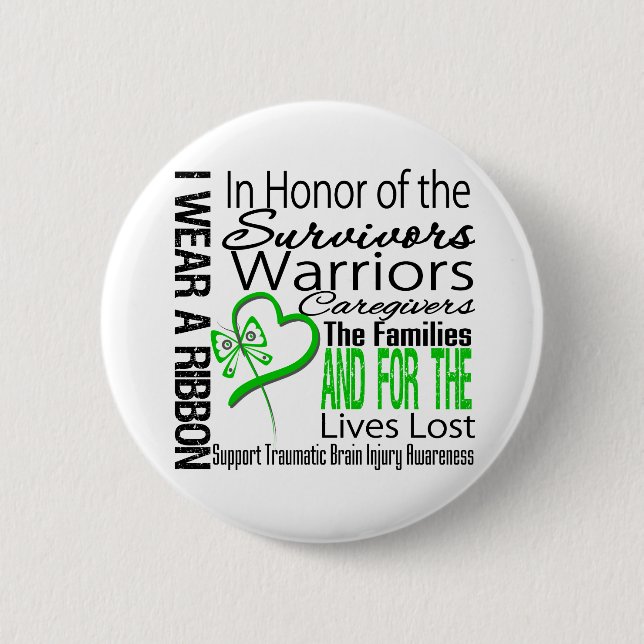 In Tribute Collage Traumatic Brain Injury Pinback Button (Front)