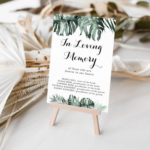 In Tropical Greenery White Floral Loving Memory  Poster