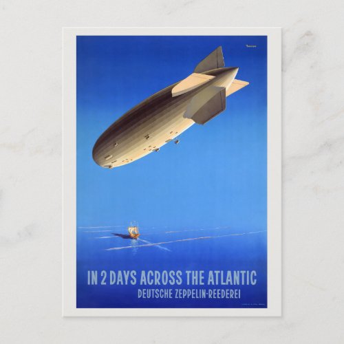 In Two Days Across the Atlantic Vintage Poster Postcard