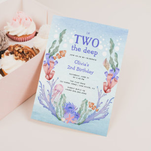 In Two The Deep Coral Reef 2nd Birthday Invitation
