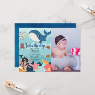 In two the deep, underwater 2nd birthday invitation