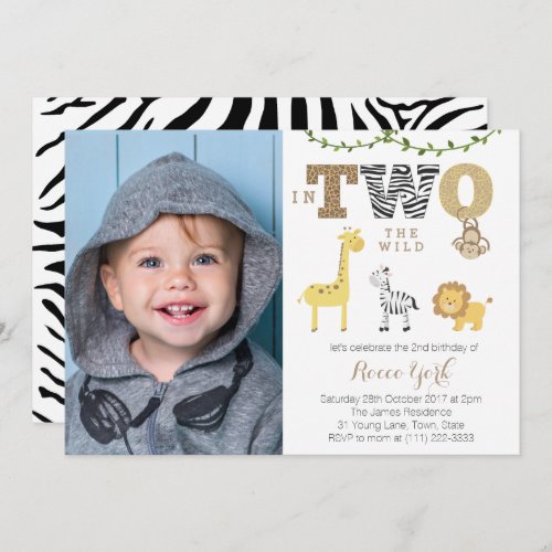 in TWO the wild 2nd birthday Safari Party for boy Invitation