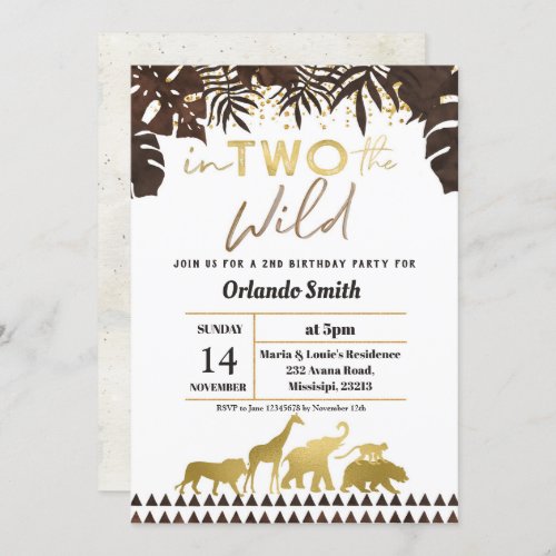 In Two The Wild Birthday Invitation Animal party