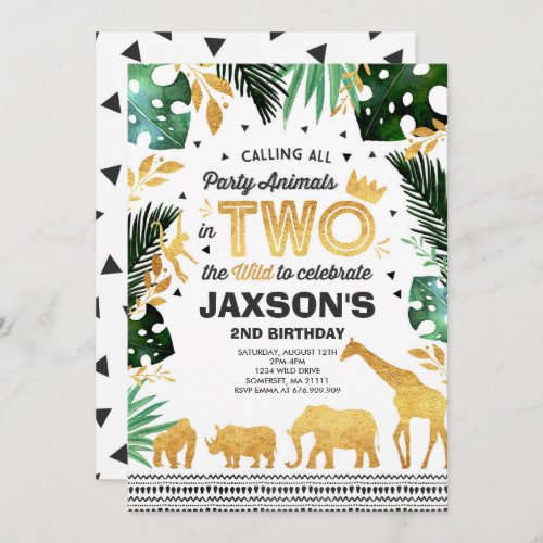 In Two The Wild Birthday Invitation Jungle Animals