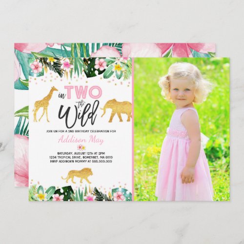 In Two The Wild Birthday Invitation Jungle Animals