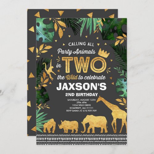 In Two The Wild Birthday Invitation Jungle Animals