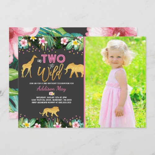 In Two The Wild Birthday Invitation Jungle Animals