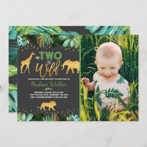 In Two The Wild Birthday Invitation Jungle Animals