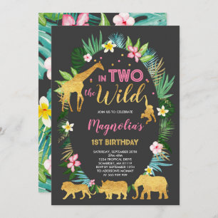 In Two The Wild Birthday Invitation Jungle Animals
