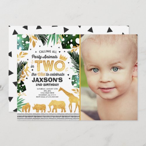 In Two The Wild Birthday Invitation Jungle Animals