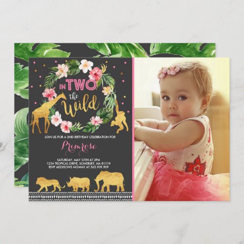 In Two The Wild Birthday Invitation Jungle Animals