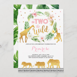 In Two The Wild Birthday Invitation Jungle Animals