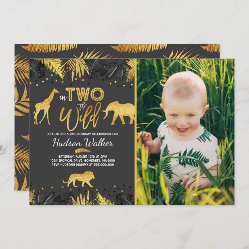 In Two The Wild Birthday Invitation Jungle Animals