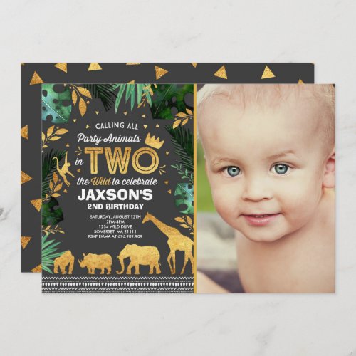 In Two The Wild Birthday Invitation Jungle Animals